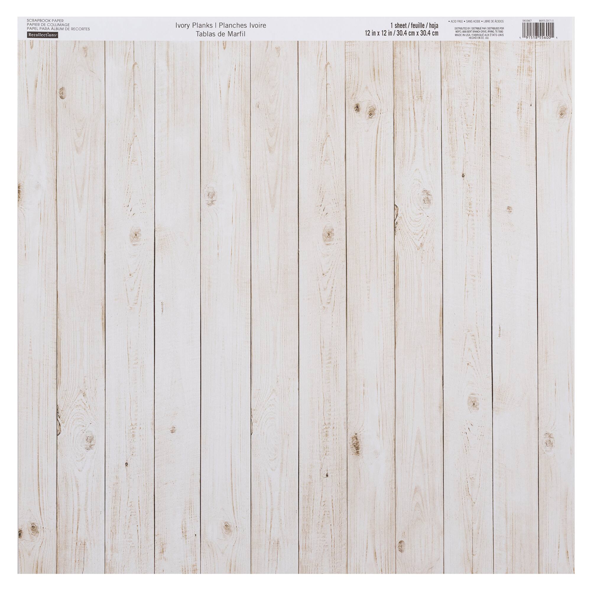 Ivory Planks Scrapbook Paper by Recollections®, 12" x 12"